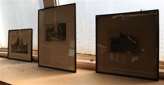 Henry George Rushbury (1889-1968), etching, St Pauls and two other etchings